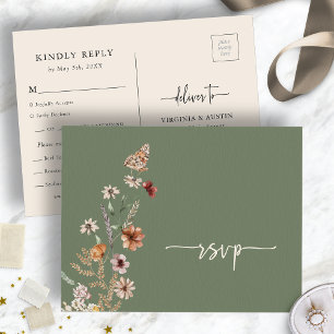 Postal Cartão de Resposta de Casamento de Flores Silvestr