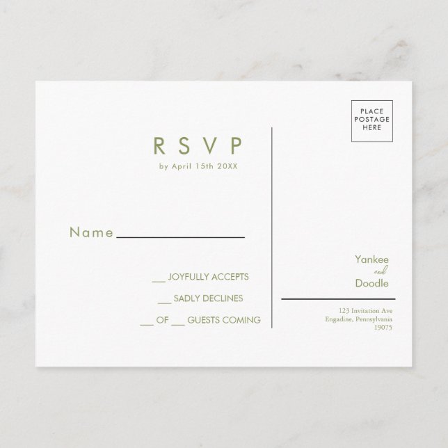 Postal Cartão de resposta de casamento de primavera com f (Verso)