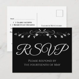 Postal Cartão de Resposta de Casamento Elegante Prata sob