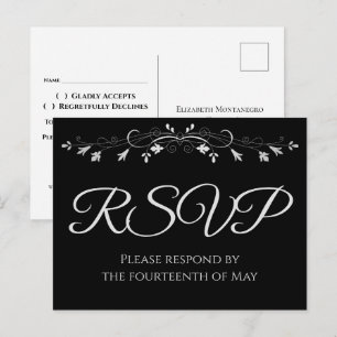 Postal Cartão de Resposta de Casamento Elegante Prata sob