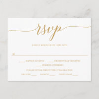 Cartão de Resposta de Casamento em Ouro Minimalist
