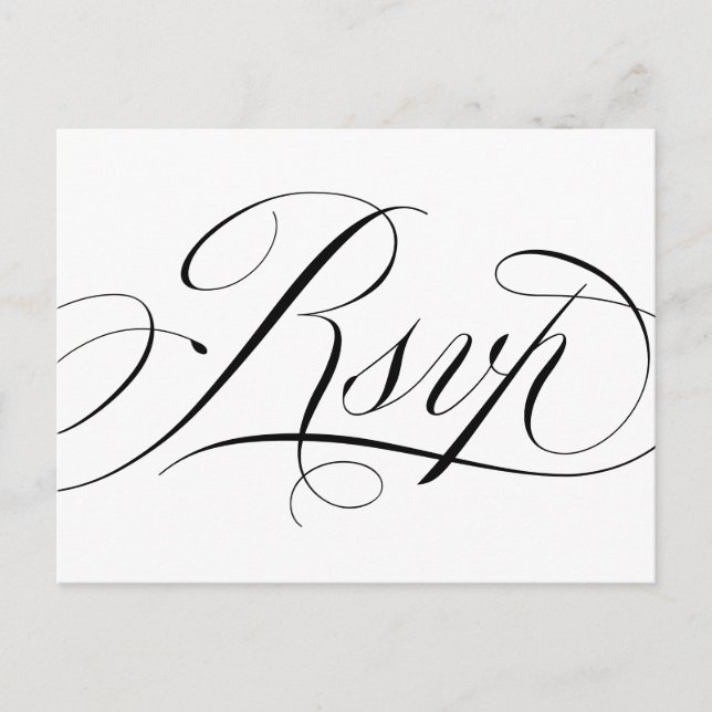 Postal Cartão de Resposta de Casamento em Script Clássico (Frente)