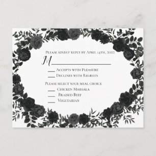 Postal Cartão de Resposta de Casamento Gótico Rosa, branc