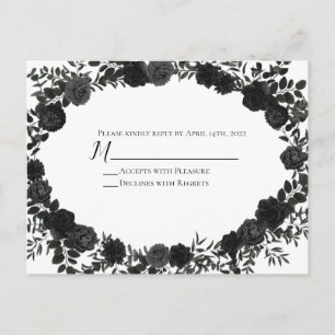 Postal Cartão de Resposta de Casamento Gótico Rosa, branc