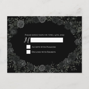 Postal Cartão de Resposta de Casamento Gótico Rosa, branc