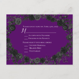 Postal Cartão de resposta de casamento gótico-Rosa-roxo e