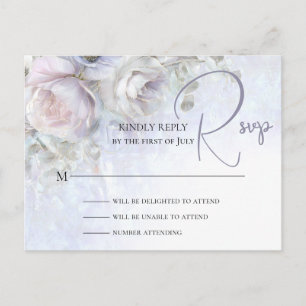Postal CARTÃO DE RESPOSTA DE CASAMENTO Peônias Pastel