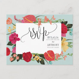 Postal Cartão de Resposta de Casamento Romântico Elegante