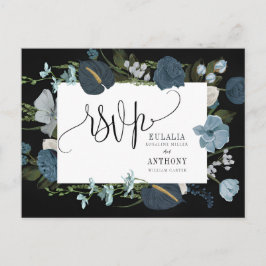 Postal Cartão de Resposta de Casamento Romântico Elegante