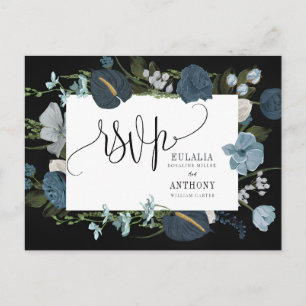 Postal Cartão de Resposta de Casamento Romântico Elegante
