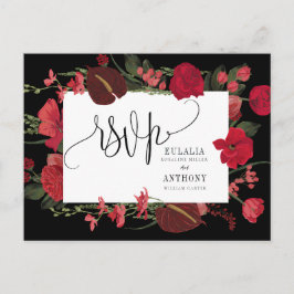 Postal Cartão de Resposta de Casamento Romântico Elegante