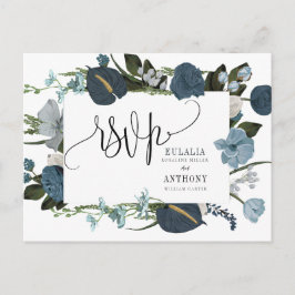 Postal Cartão de Resposta de Casamento Romântico Elegante
