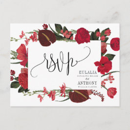 Postal Cartão de Resposta de Casamento Romântico Elegante