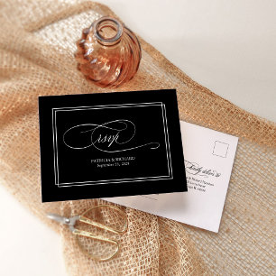 Postal Cartão de Resposta de Casamento Simples Elegante E