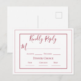 Postal Cartão de Resposta de Casamento Simples Moderno Bo