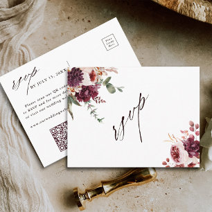 Postal Cartão de Resposta de Código QR de Casamento Flora