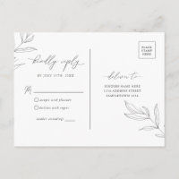 Cartão de Resposta Folhagem Desenho a Linha RSVP