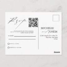Cartão de Resposta QR Code para Casamento Minimali