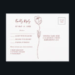 Postal Cartão de Resposta Rosa da Linha Caprichosa<br><div class="desc">Projetado para combinar com nossa Coleção Rosa da Linha Caprichosa, este cartão de resposta personalizável apresenta um desenho de linha branca de uma rosa com letras clássicas. Para personalização mais avançada deste design, por exemplo, alterar o layout, fonte ou tamanho do texto, clique no botão "PERSONALIZAR" acima. Por favor, entre...</div>
