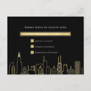 Postal Cartão de RSVP de Casamento de Las Vegas com Fundo