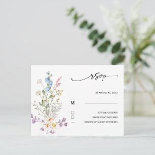 Postal Cartão de RSVP Flor Silvestre Boho