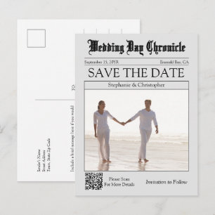Postal Cartão de Salvar a Data de Casamento com Código QR