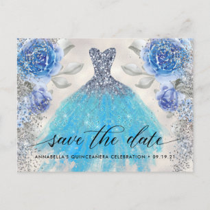 Postal Cartão de Salvar a Data de Quinceañera com Foto Fl