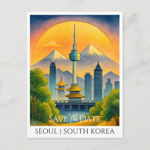 Postal Cartão de Salve a Data Seul Coreia do Sul Aquare