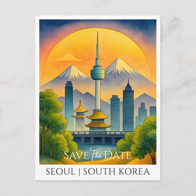 Postal Cartão de Salve a Data | Seul Coreia do Sul Aquare (Frente)