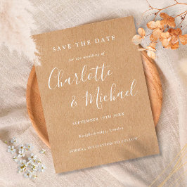 Postal Cartão de Salve o Dia de Casamento Rustic Kraft Si