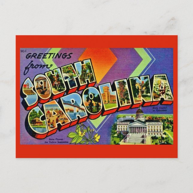 Postal Cartão de Saudação da Carolina do Sul (Frente)