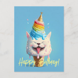 Postal Cartão de Saudação de Aniversário de Gato de Sorve