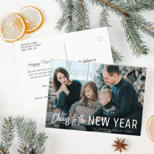 Postal cartão de saudação de anos novos de animação