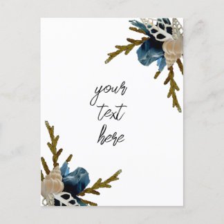Postal Cartão de saudação de buquê floral marinho folgado