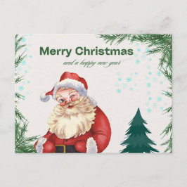Postal Cartão de Saudação de Feliz Natal Vermelho e Verde