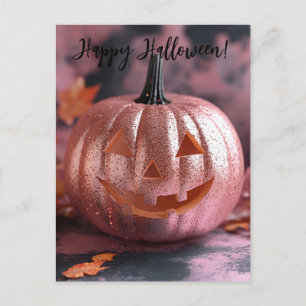 Postal Cartão de Saudação de Halloween de Pumpkins Glitte