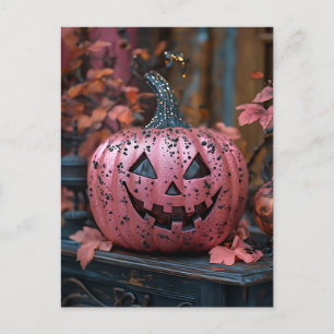 Postal Cartão de Saudação de Halloween de Pumpkins Glitte