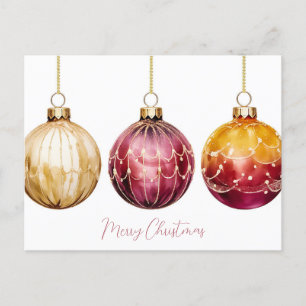 Postal Cartão de Saudação de Natal Festivo Baubles
