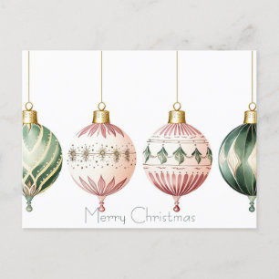 Postal Cartão de Saudação de Natal Festivo Baubles