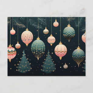Postal Cartão de Saudação de Natal Festivo Baubles