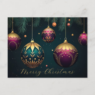 Postal Cartão de Saudação de Natal Festivo Baubles