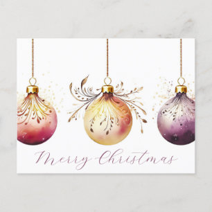 Postal Cartão de Saudação de Natal Festivo Baubles