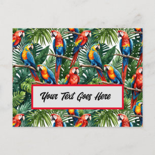 Postal cartão de saudação de pássaro-papagaio tropical fá