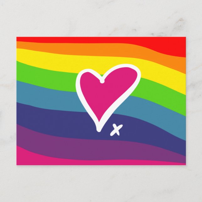 Postal Cartão de saudação do Rainbow Heart design (Frente)