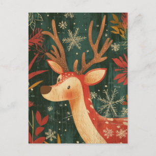 Postal Cartão de Saudação Festivo de Reindet de Natal