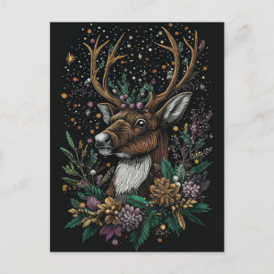 Postal Cartão de Saudação Festivo de Reindet de Natal