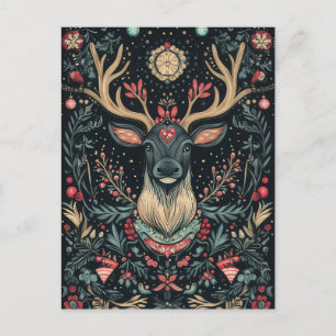 Postal Cartão de Saudação Festivo de Reindet de Natal