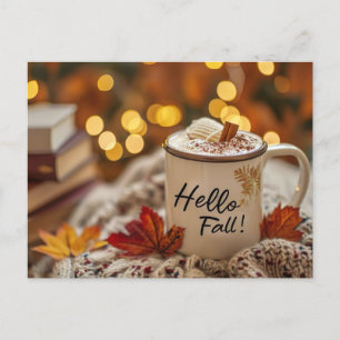 Postal Cartão de saudação Hello Fall com caneca