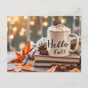 Postal Cartão de saudação Hello Fall com caneca