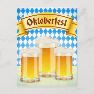 Postal Cartão De Saudação Oktoberfest Com Cerveja